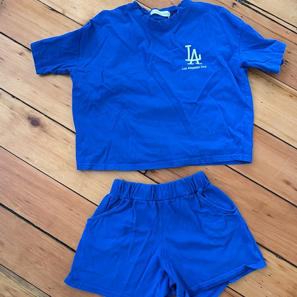 blue tshirt and shorts set
